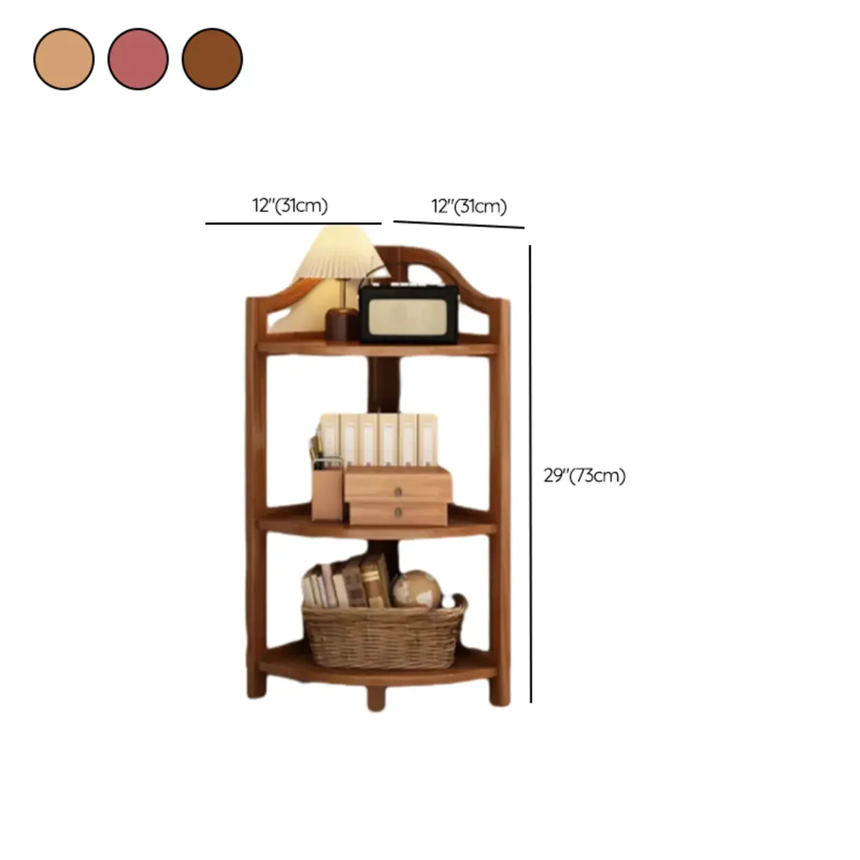 Verticale Open Hoek Boekenkast van Massief Hout met Natuurlijke Afwerking voor Woonkamer en Slaapkamer | Restfield