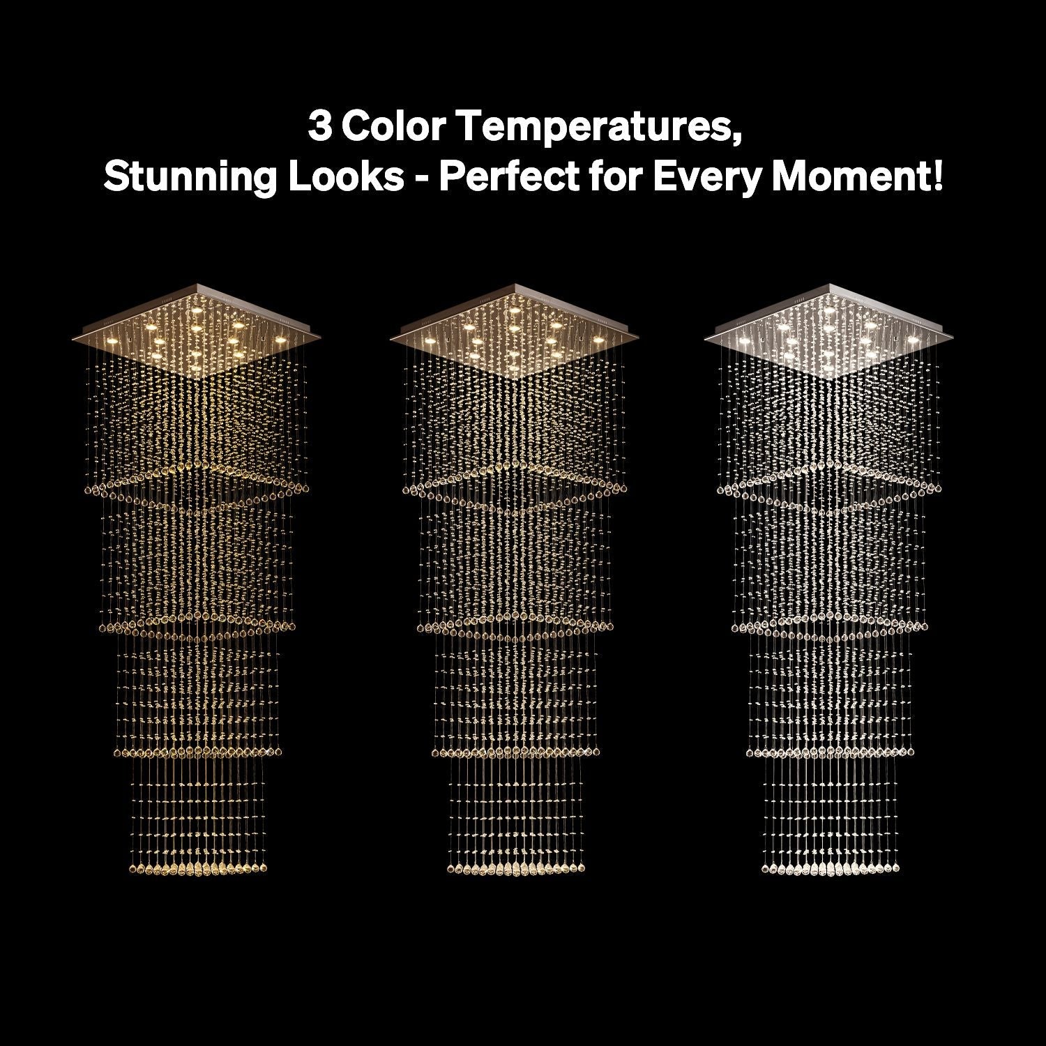 Kristallen Kroonluchter Vierkant Trap Woonkamer Regendruppel Chroom GU10 Modern Luxe | Restfield