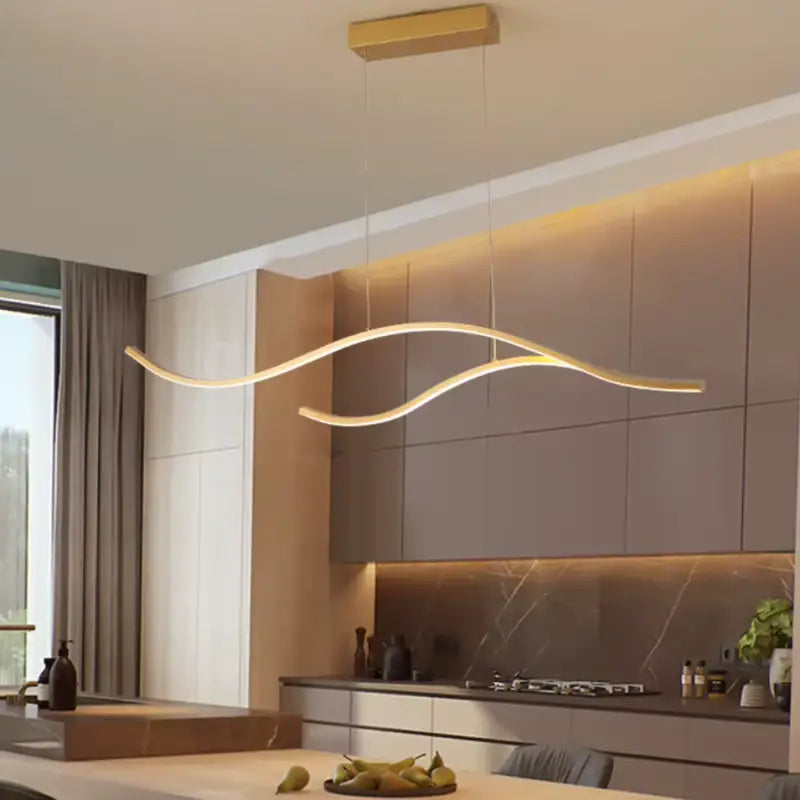 Hanglamp Vague Modern LED Aluminium Acryl Goud Zwart 120cm | Restfield