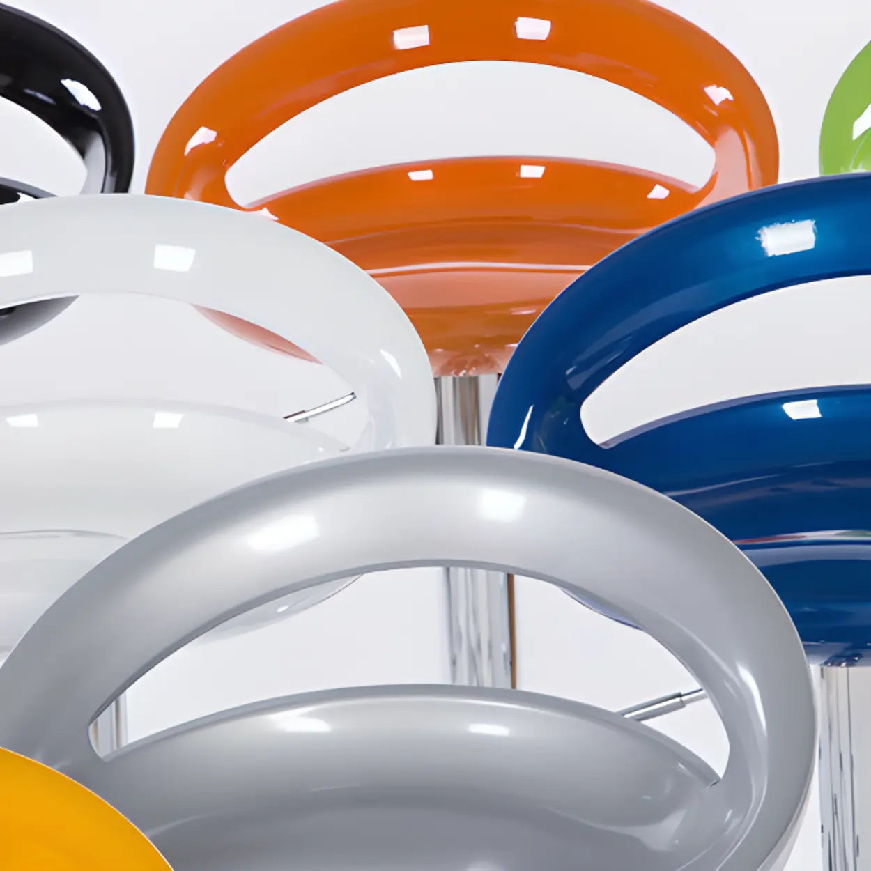 Moderne verstelbare barkruk met draaifunctie en kuipzitting van polymeren met metalen onderstel | Restfield