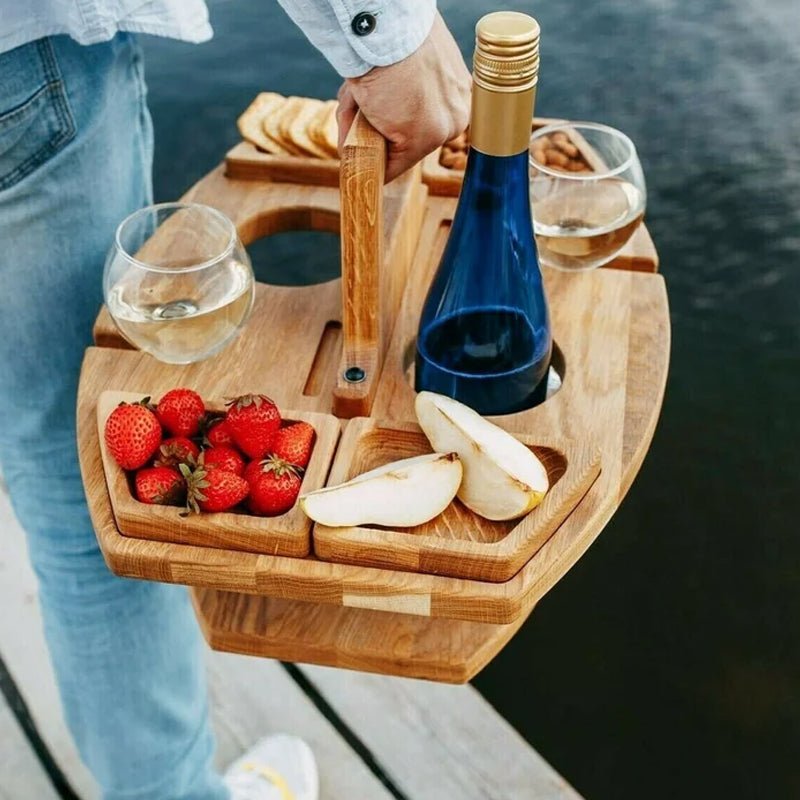 Houten Wijntafel voor Picknick & Aperitief | Luxe Wijn- en Borreltafel voor Buiten