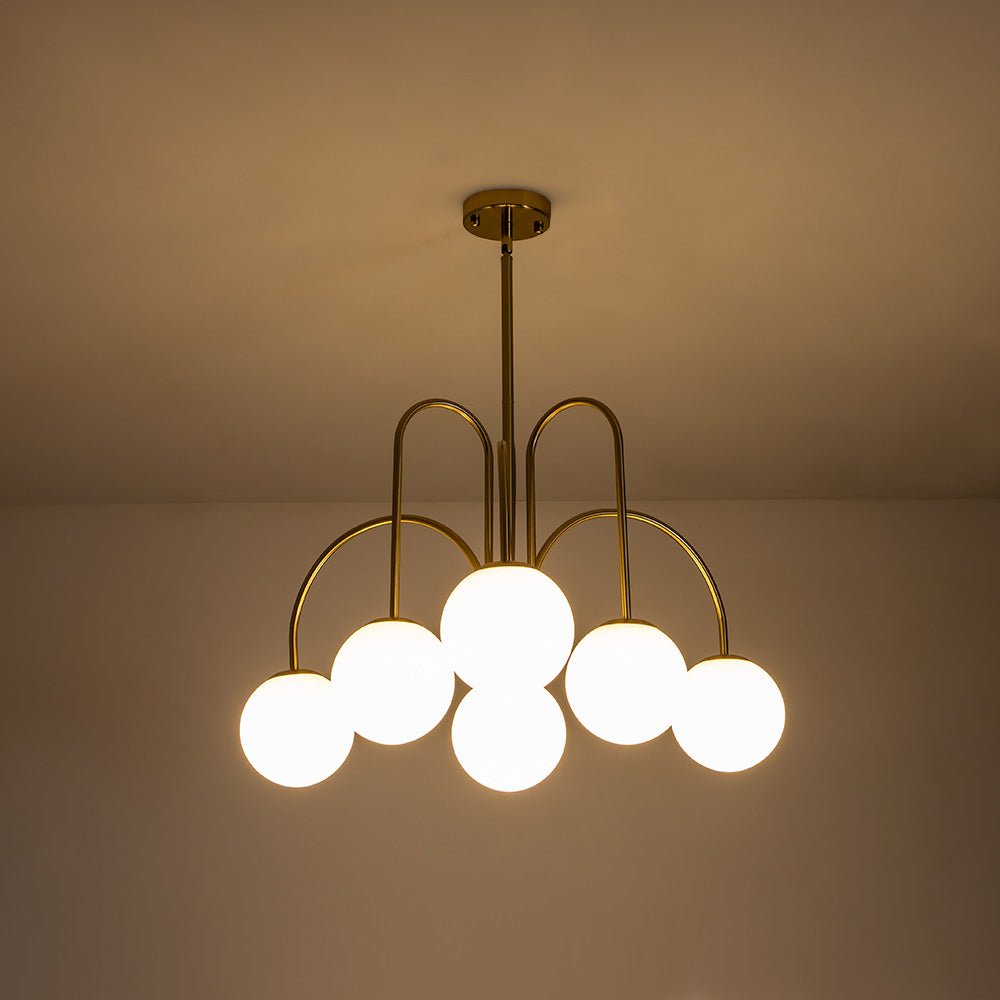 Kroonluchter Swirl 10-Lichts Opaal Glas Zwart Messing 98cm Eetkamer Woonkamer Dimbaar