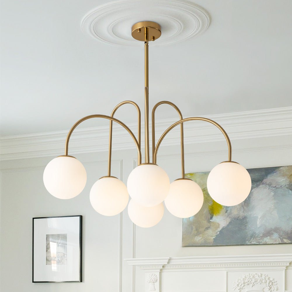 Kroonluchter Swirl 10-Lichts Opaal Glas Zwart Messing 98cm Eetkamer Woonkamer Dimbaar