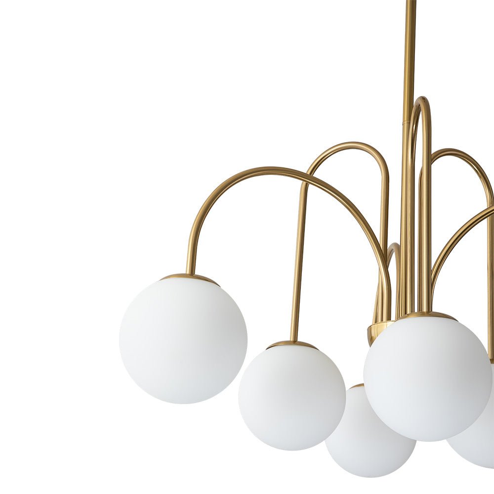 Kroonluchter Swirl 10-Lichts Opaal Glas Zwart Messing 98cm Eetkamer Woonkamer Dimbaar