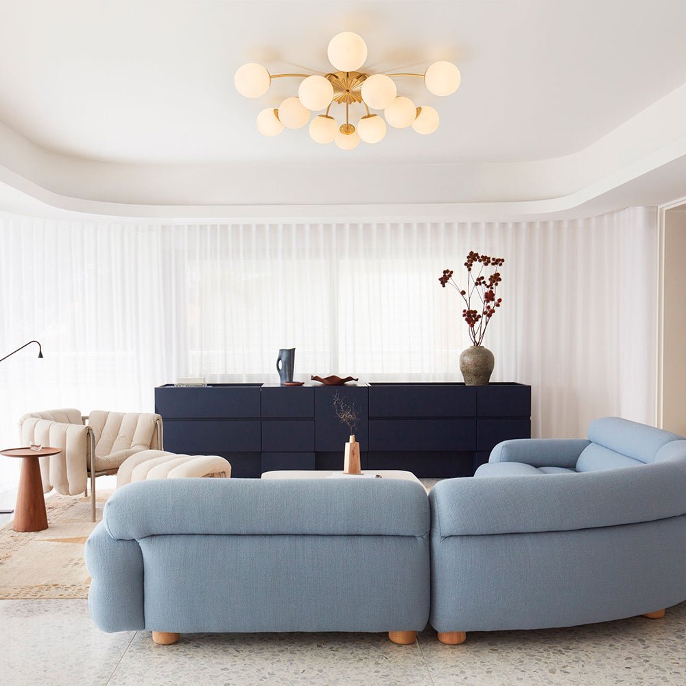 Plafondlamp Sputnik 12-Lichts Opaal Glas Messing 100cm Woonkamer Eetkamer Dimbaar