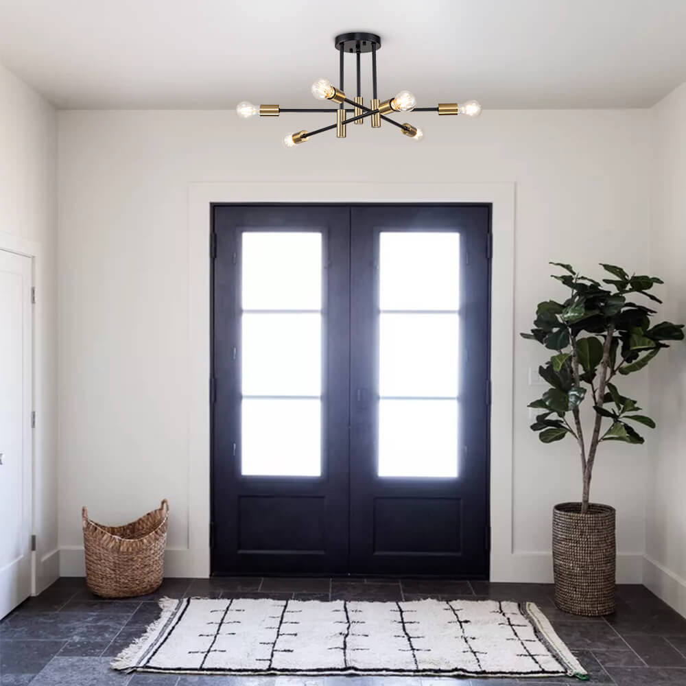 Plafondlamp Sputnik 6 of 8-Lichts Zwart Metaal 62-103cm Retro Modern Woonkamer Dimbaar