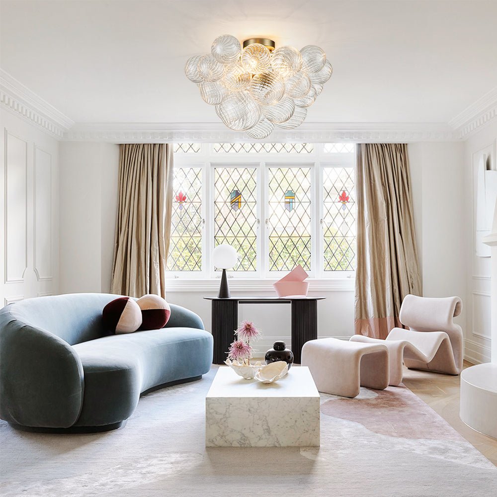 Plafondlamp Glazen Bollen Cluster 3-Lichts Messing 53cm Badkamer Woonkamer Glamour