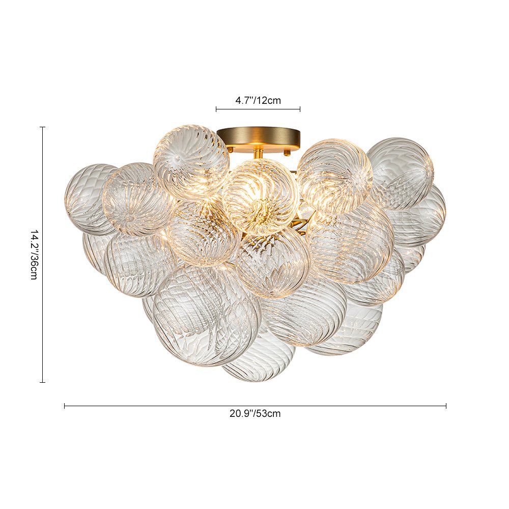 Plafondlamp Glazen Bollen Cluster 3-Lichts Messing 53cm Badkamer Woonkamer Glamour