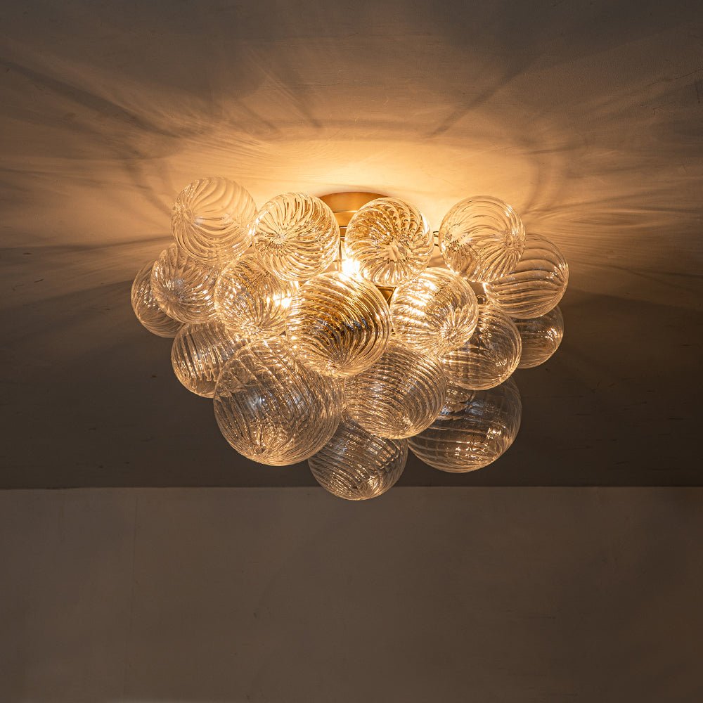Plafondlamp Glazen Bollen Cluster 3-Lichts Messing 53cm Badkamer Woonkamer Glamour