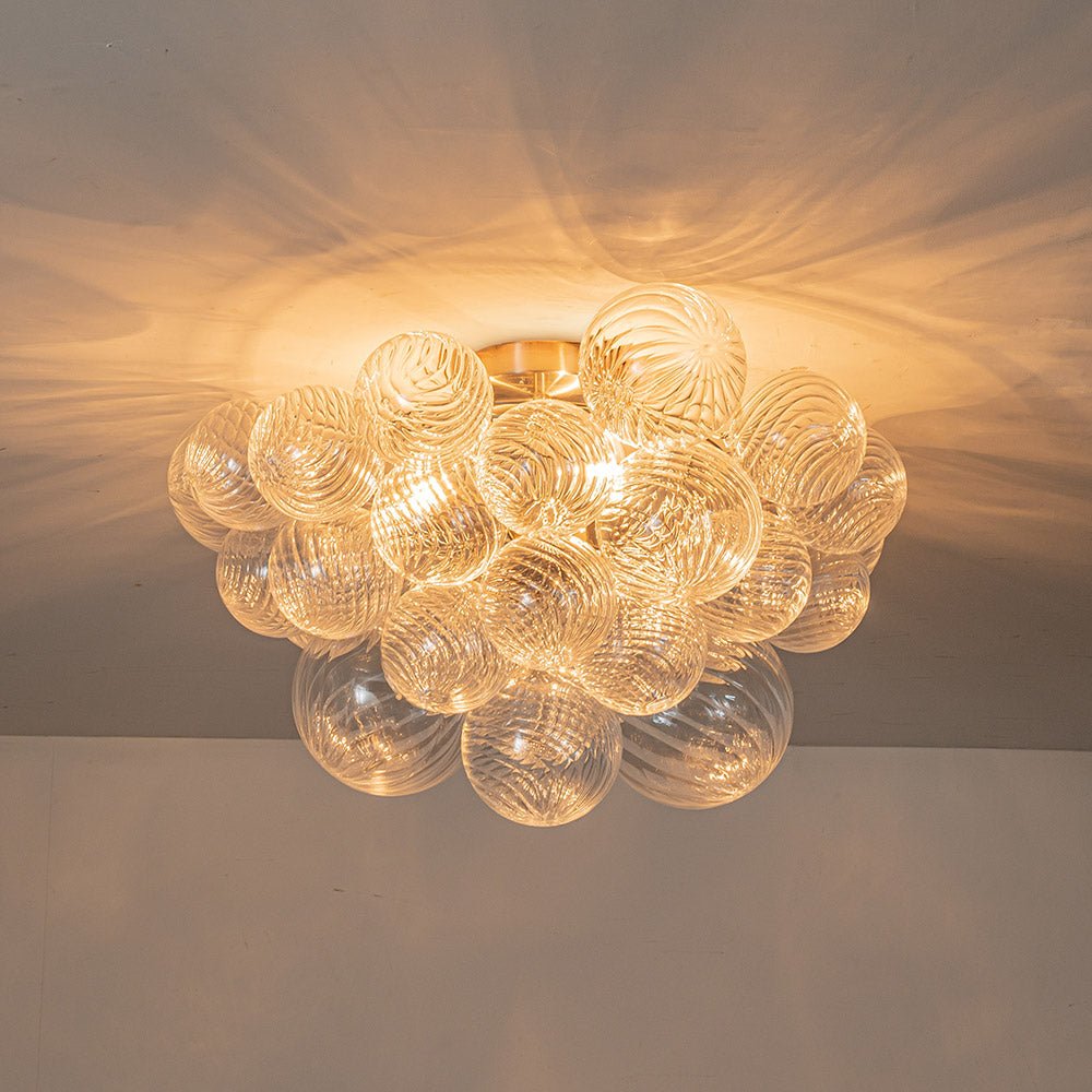 Plafondlamp Glazen Bollen Cluster 3-Lichts Messing 53cm Badkamer Woonkamer Glamour