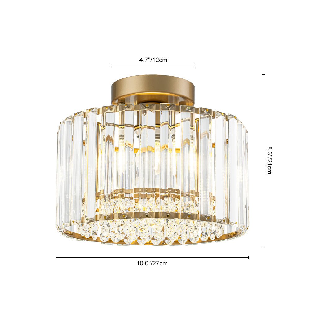 Plafondlamp Kristal Messing Mid-Century Dimbaar 27cm Slaapkamer Hal Entree Luxe