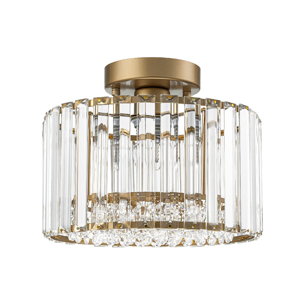 Plafondlamp Kristal Messing Mid-Century Dimbaar 27cm Slaapkamer Hal Entree Luxe