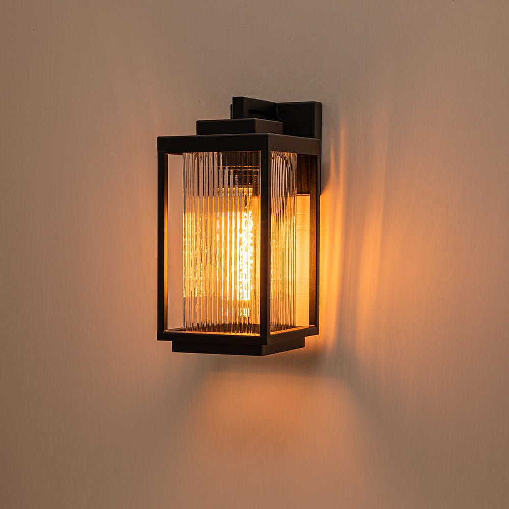 Buitenlamp Wandlamp Lantaarn Zwart Metaal IP23 32cm Voordeur Tuin Modern