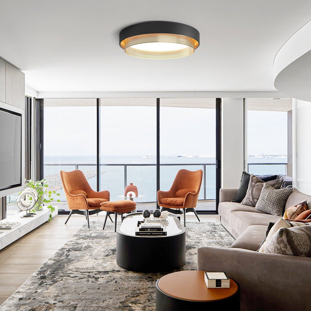 Plafondlamp LED Rond Hol Design 30W Wit Zwart 50cm Woonkamer Badkamer Minimalistisch