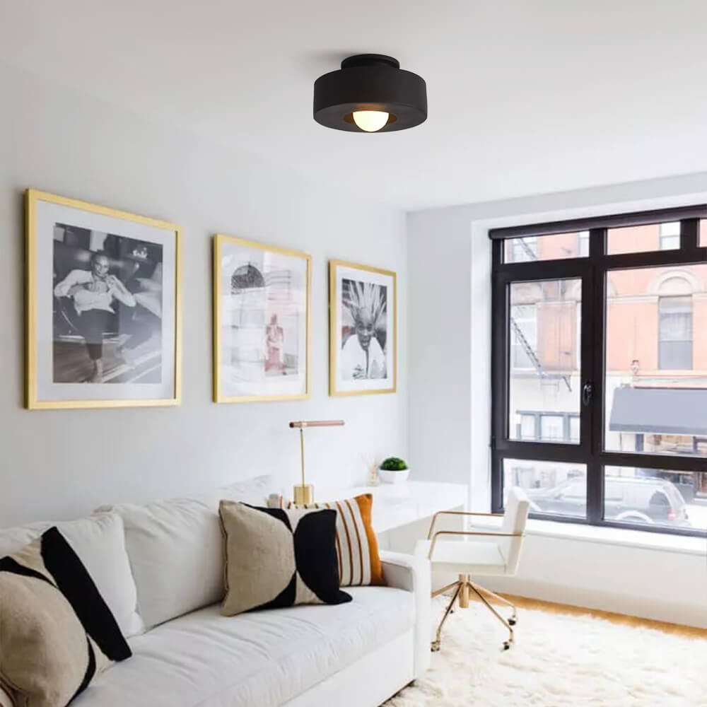 Plafondlamp Wabi-Sabi Cilinder Resin Nordic Dimbaar Zwart Groen Rood 30cm Woonkamer