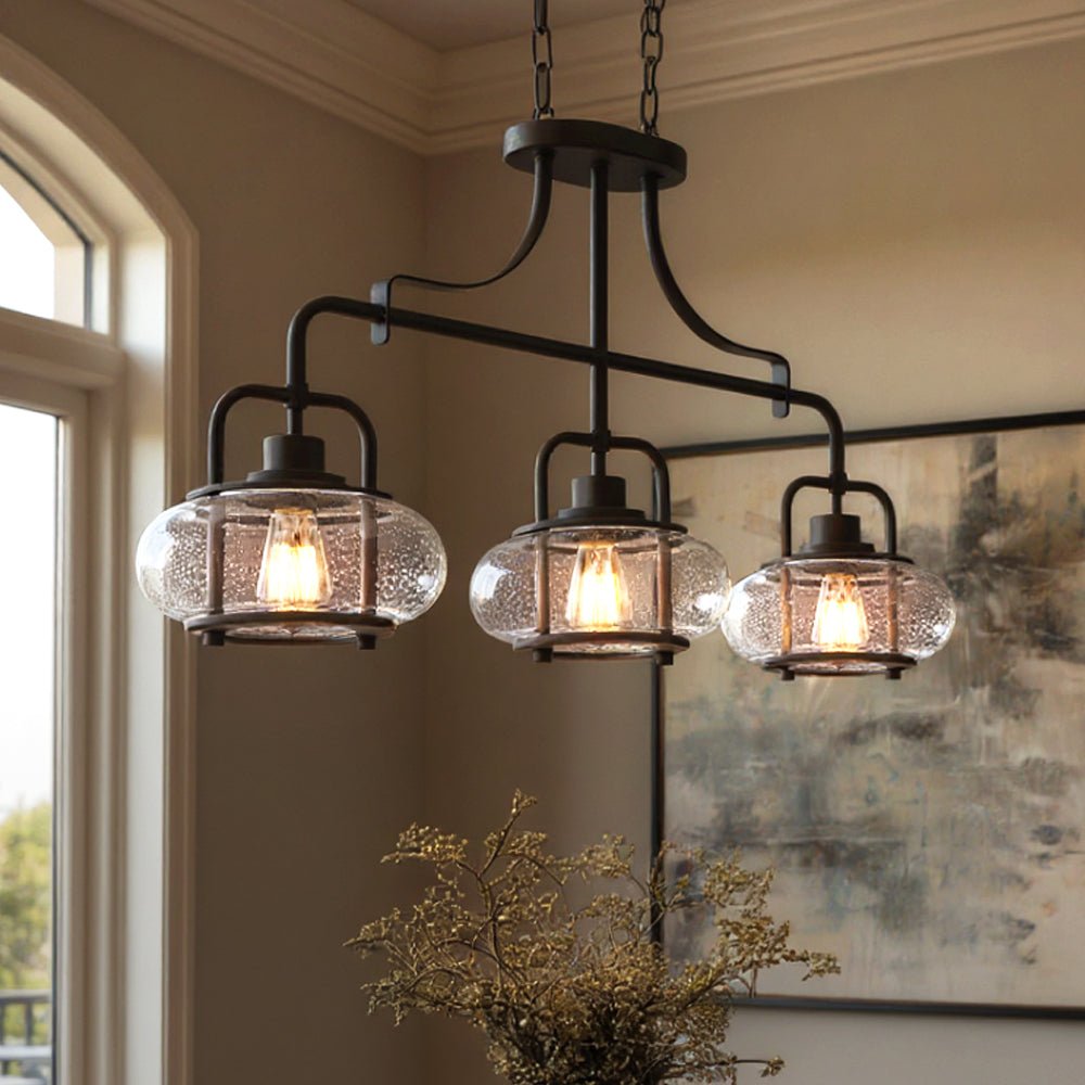 Kroonluchter Donker Brons Met Glasbollen 3 Lichts 96cm | Restfield