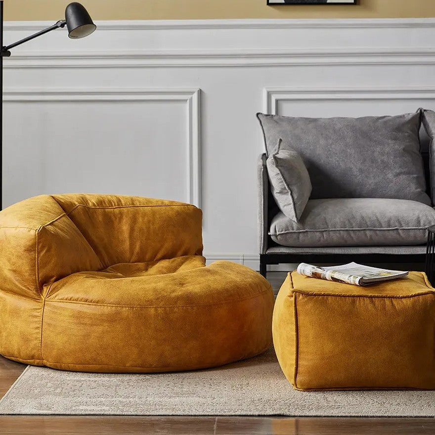 Zitzak Rond Kunstleer Modern 100cm Retro Leer Kinderen Volwassenen Binnen