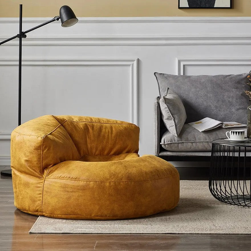 Zitzak Rond Kunstleer Modern 100cm Retro Leer Kinderen Volwassenen Binnen