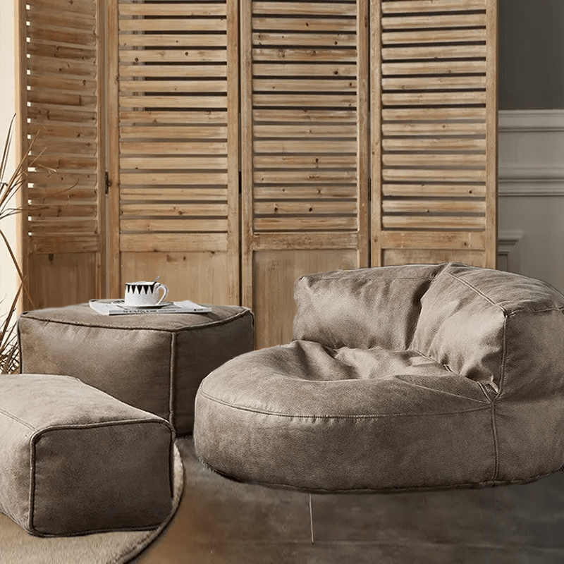 Zitzak Rond Kunstleer Modern 100cm Retro Leer Kinderen Volwassenen Binnen