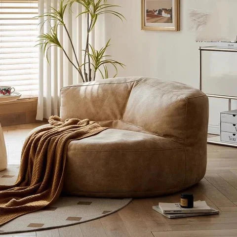 Zitzak Rond Kunstleer Modern 100cm Retro Leer Kinderen Volwassenen Binnen