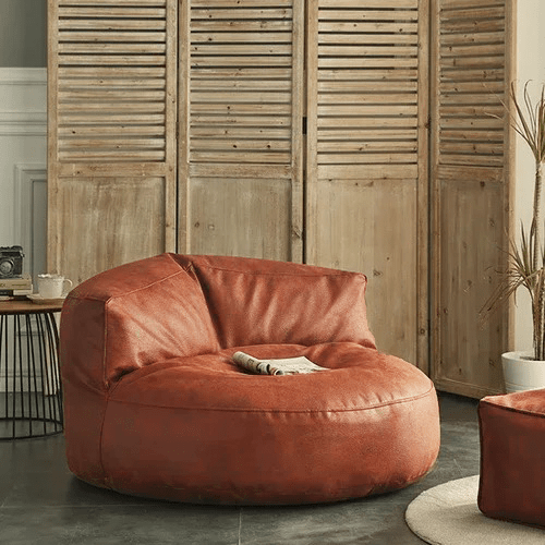 Zitzak Rond Kunstleer Modern 100cm Retro Leer Kinderen Volwassenen Binnen