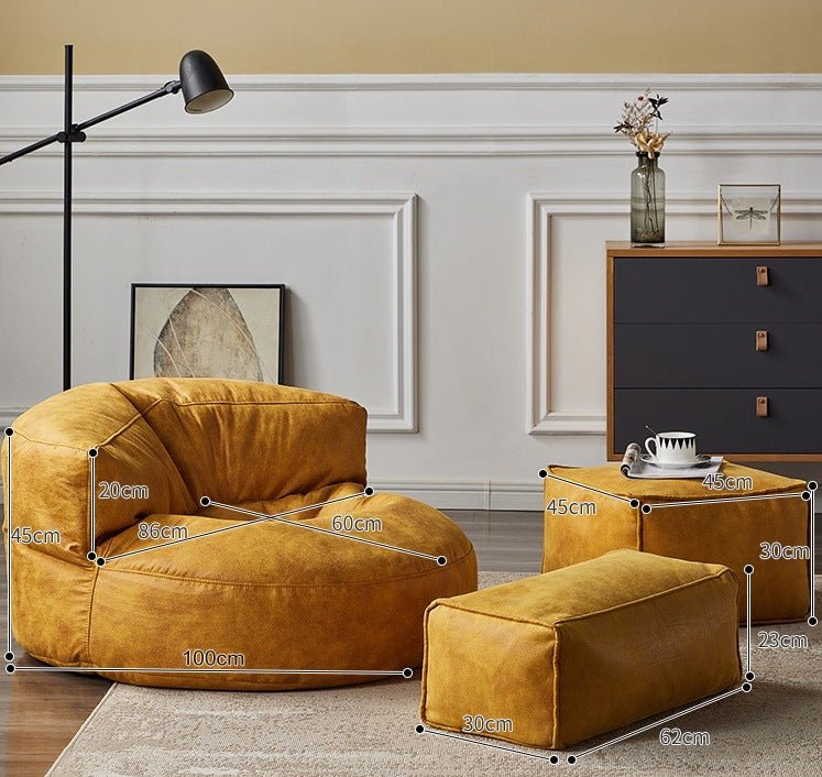 Zitzak Rond Kunstleer Modern 100cm Retro Leer Kinderen Volwassenen Binnen