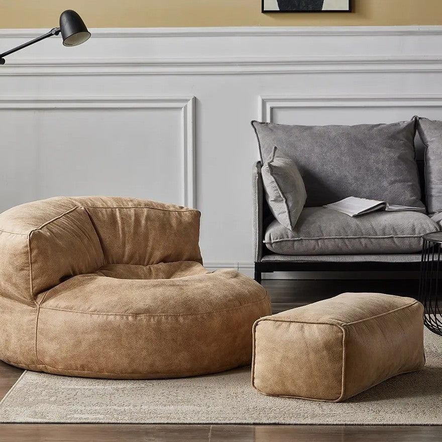 Zitzak Rond Kunstleer Modern 100cm Retro Leer Kinderen Volwassenen Binnen