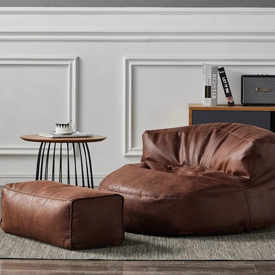 Zitzak Rond Kunstleer Modern 100cm Retro Leer Kinderen Volwassenen Binnen