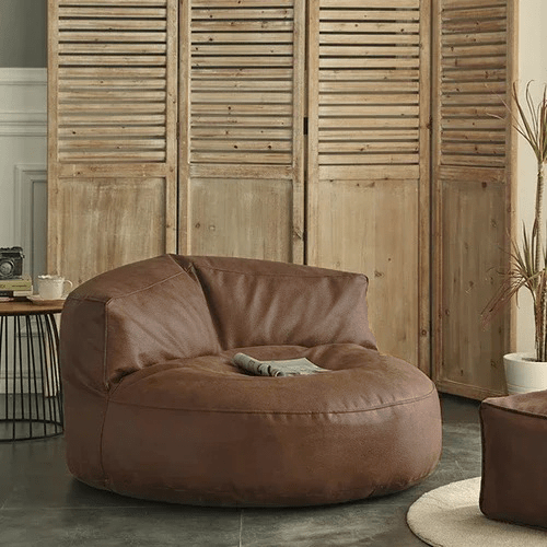 Zitzak Rond Kunstleer Modern 100cm Retro Leer Kinderen Volwassenen Binnen