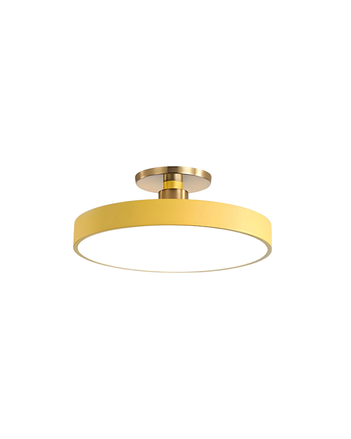 Moderne ronde plafondlamp met goud detail en acryl diffuser – minimalistische semi flush design verlichting voor woonkamer en slaapkamer | Restfield